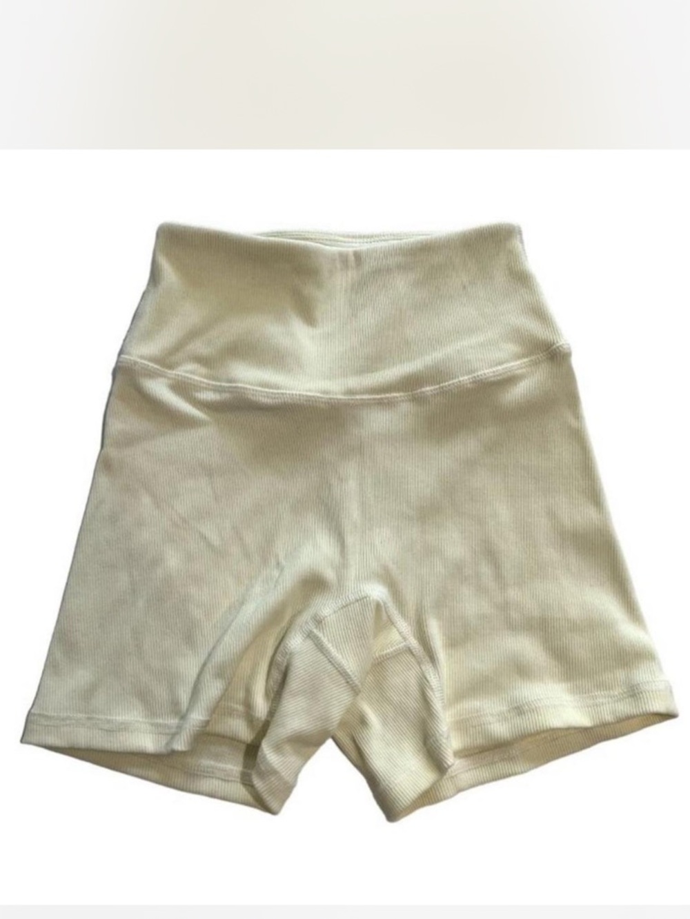 Monday Active Cream Ribbed High-Waist Bike Gym Shorts